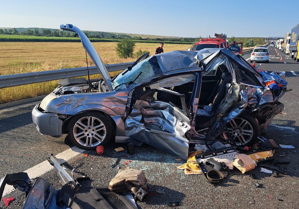 Accident pe nodul rutier dintre autostrada A1 și A6 în apropiere de Lugoj!